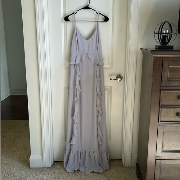 Wayf Ruffle Maxi Dress Lavender Medium New - Picture 1 of 5